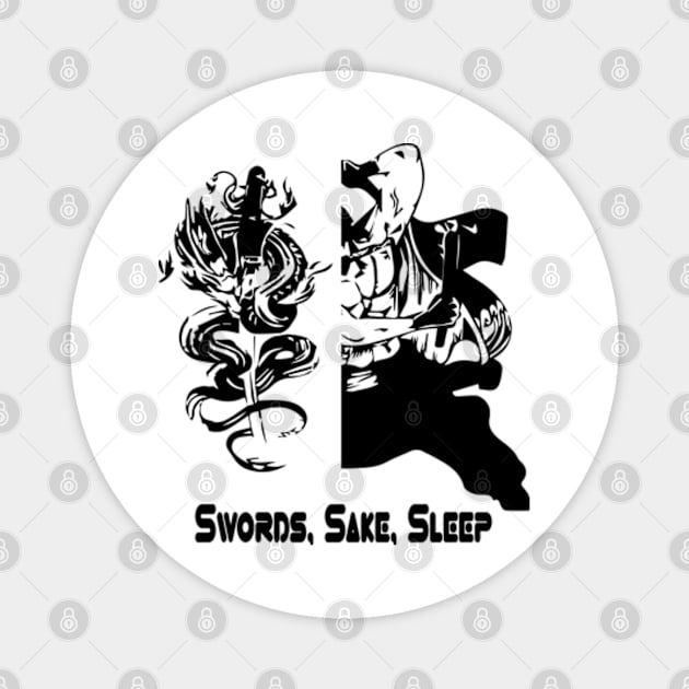 swords sake sleep roronoa zoro anime samurai one piece gift Magnet by Mirak-store 